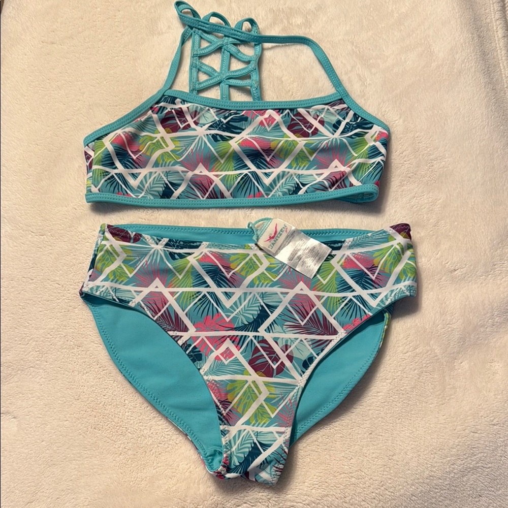 Tropical Print Kids Swim Set